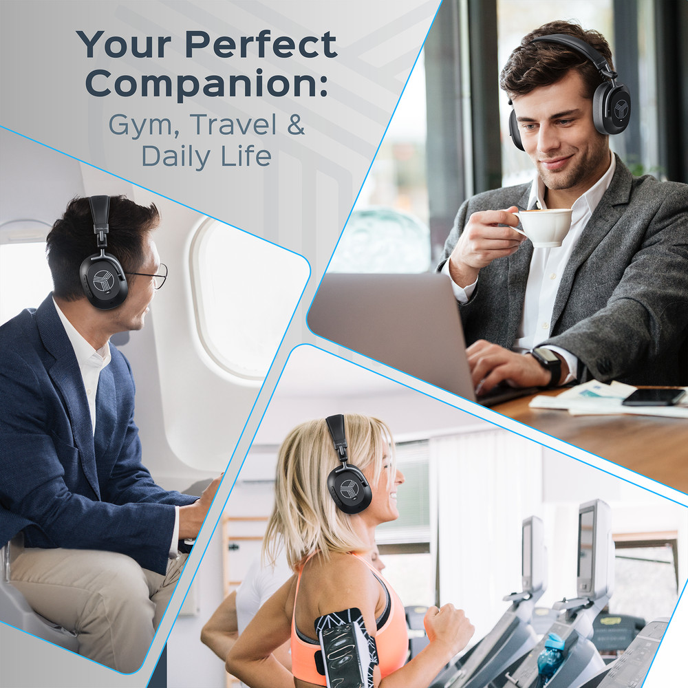 TREBLAB U5 - Hybrid Active Noise Cancelling Headphones Over-Ear 55 Playtime