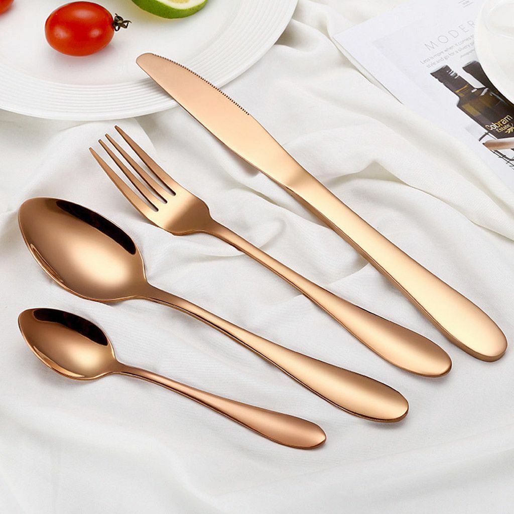4pcs/Set Silverware Set Flatware Cutlery Sets Stainless Steel Knife Fork Spoon
