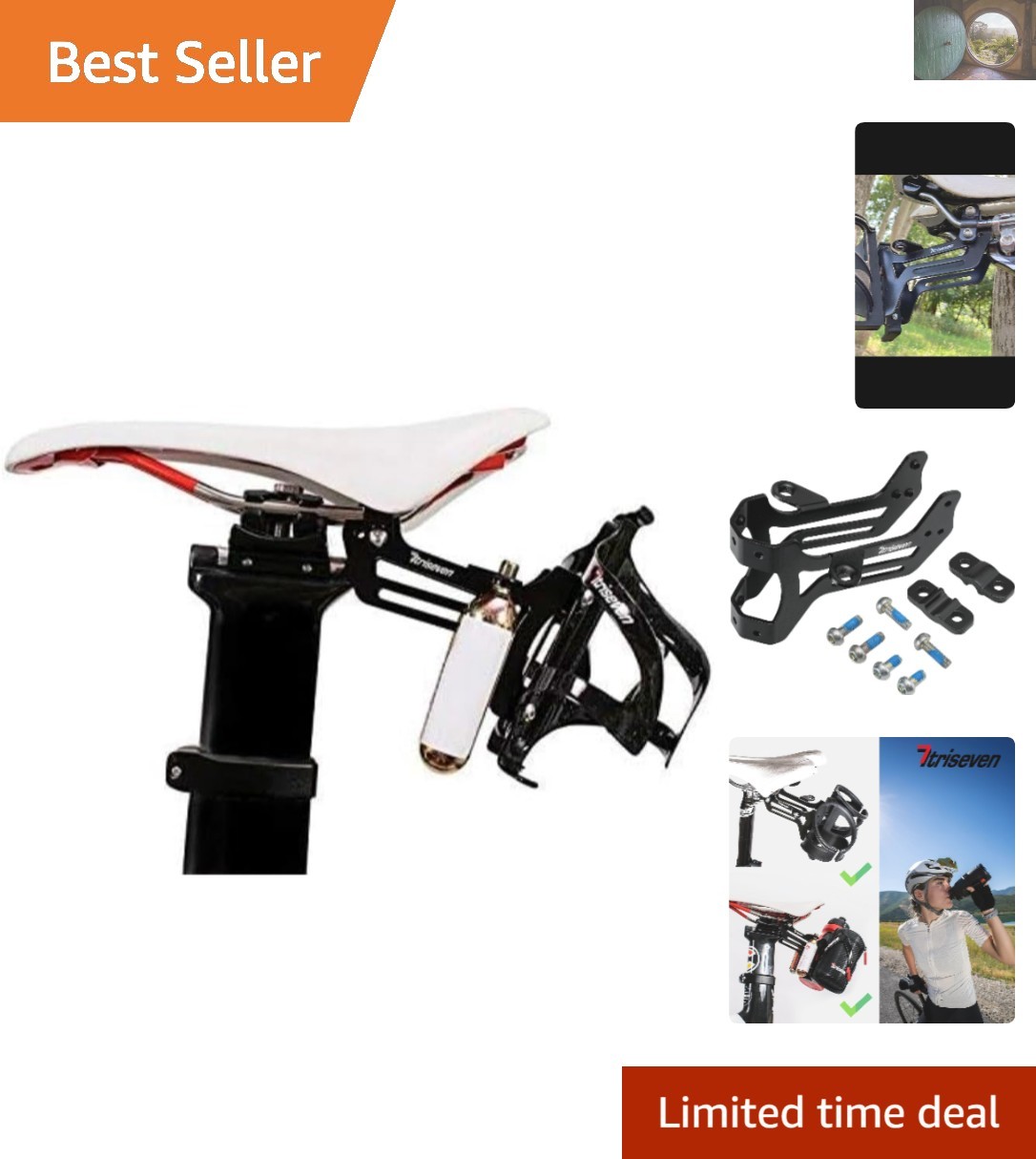 Aerodynamic Bike Bottle Holder for 2 Bottles & CO2 Cartridges | Quick Install