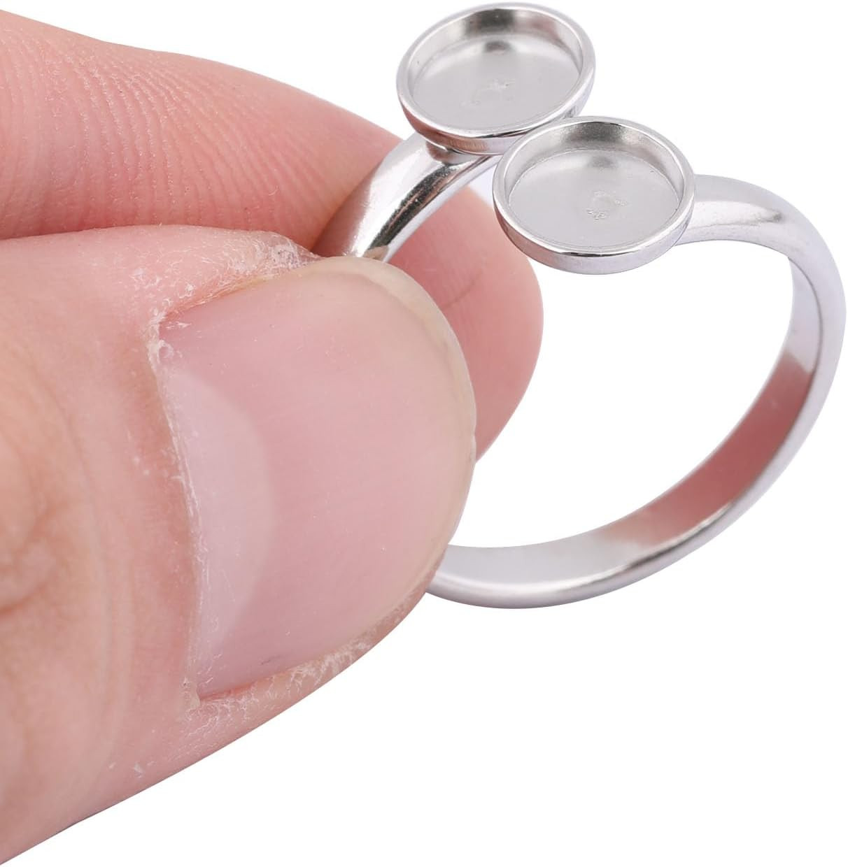 20Pcs Stainless Steel Adjustable 6Mm Double Bezel Cabochon Ring Base Setting Bla