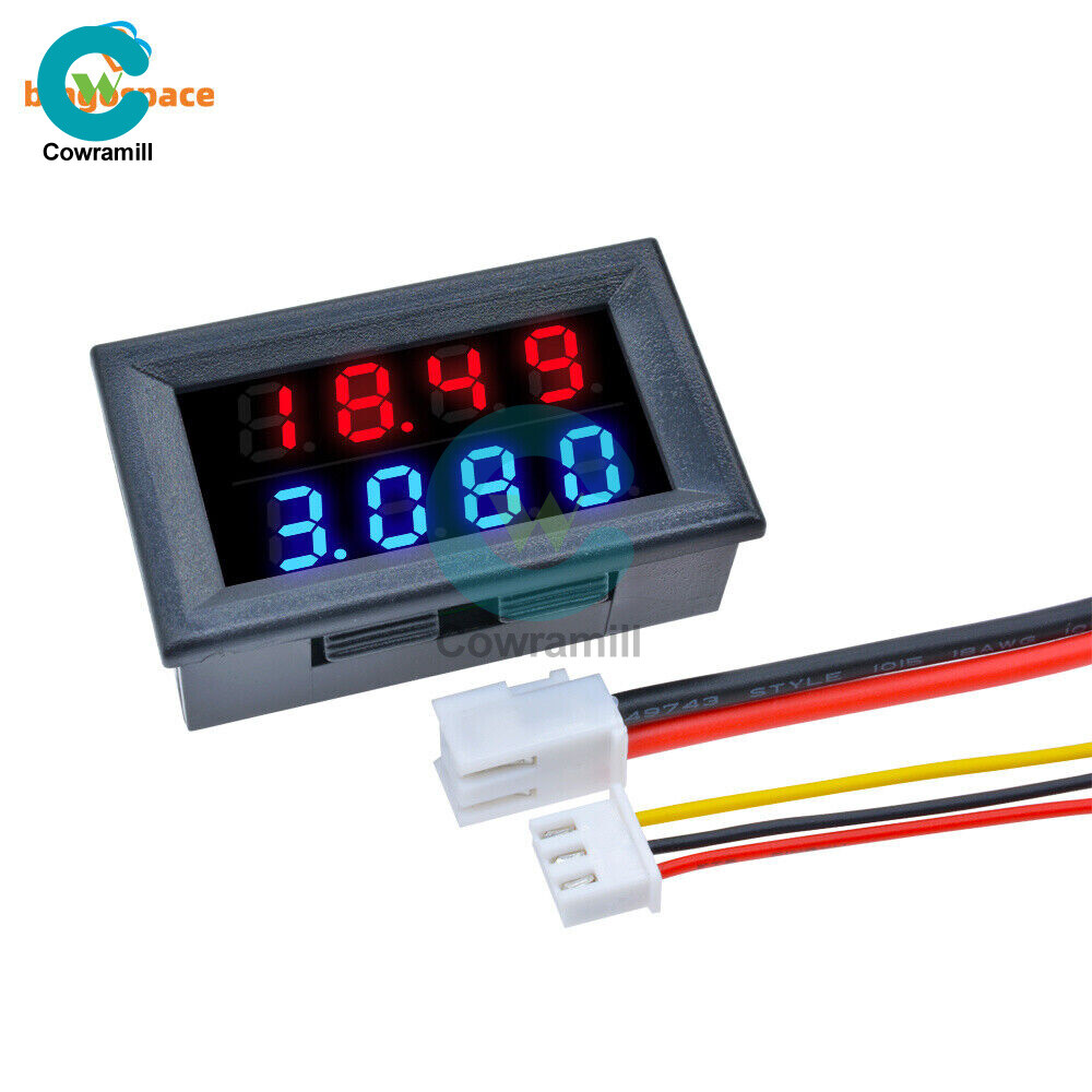DC 0-100V 10A 0.28" 4-Bit Voltmeter Ammeter Blue+Red LED Amp Volt Meter Gauge