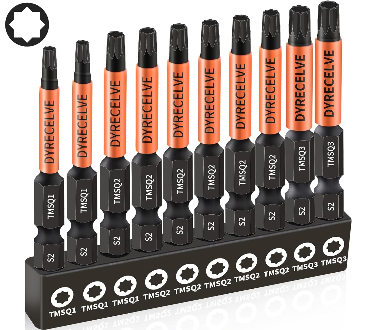 10-Pack 8 Point Star Bit - Professional 8 Point Torx Bit (Magnetic Heads & Hex S