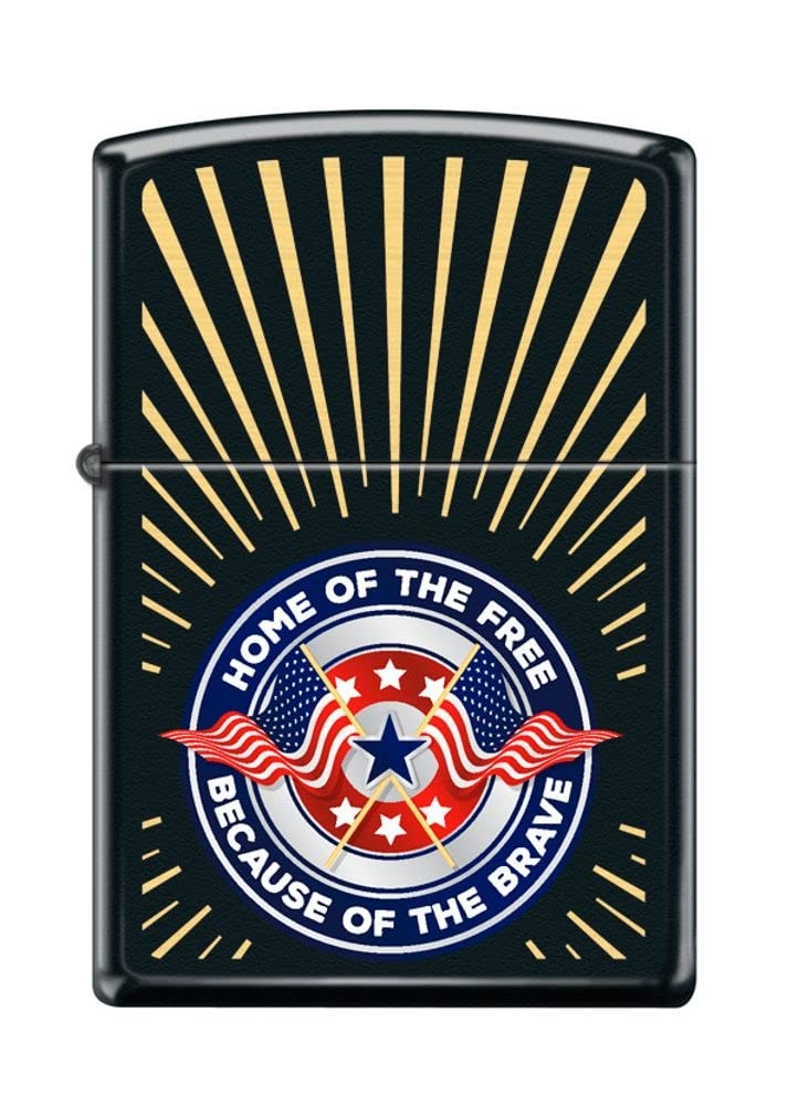 Zippo Lighter-Home of The Free Brave American Memorial Black Matte Lighter Z5206