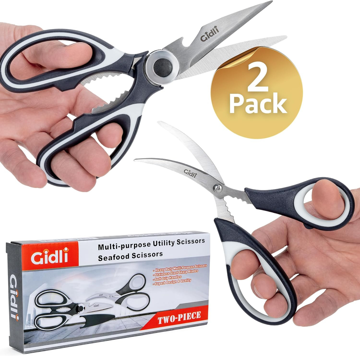 Kitchen Shears by - Lifetime Replacement Warranty - Includes Seafood Scissor...