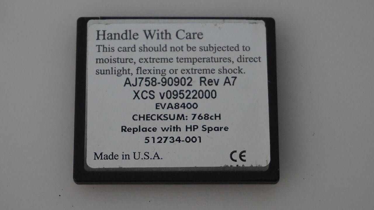 HP||512734-001||AJ758-90902 REV A7||FLASH CARD|| EVA8400 12-PORT-=WARRANTY=-
