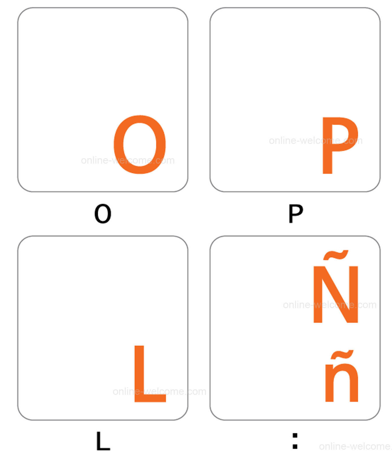 spanish latin american keyboard sticker orange letters