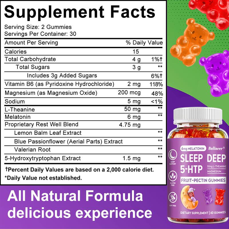 Sleep Support Vitamin Natural Nighttime Powerful Stress Supplement 60 Gummies