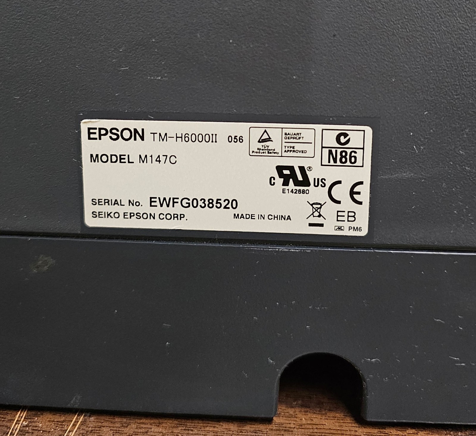 Epson M147C POS Printer (TM-H6000II) - Untested - No Power Cord