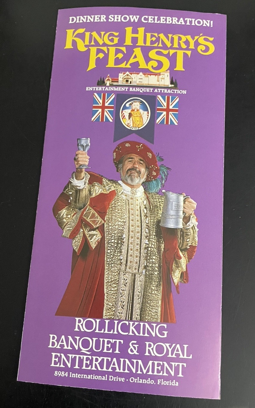 King Henry’s Feast Orlando Florida Dinner Show Brochure 1996 Vintage