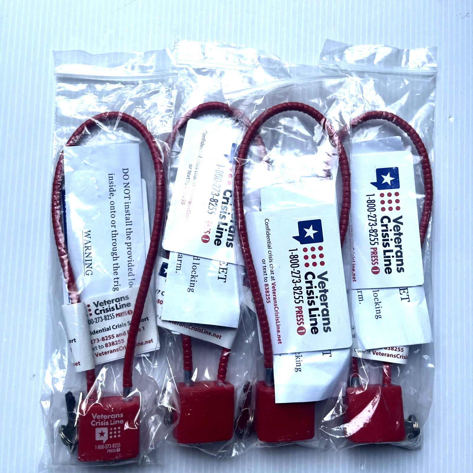 NEW Cable Gun Lock with 2 Keys Lot Of 4 Project ChildSafe 9” Packaged Sealed