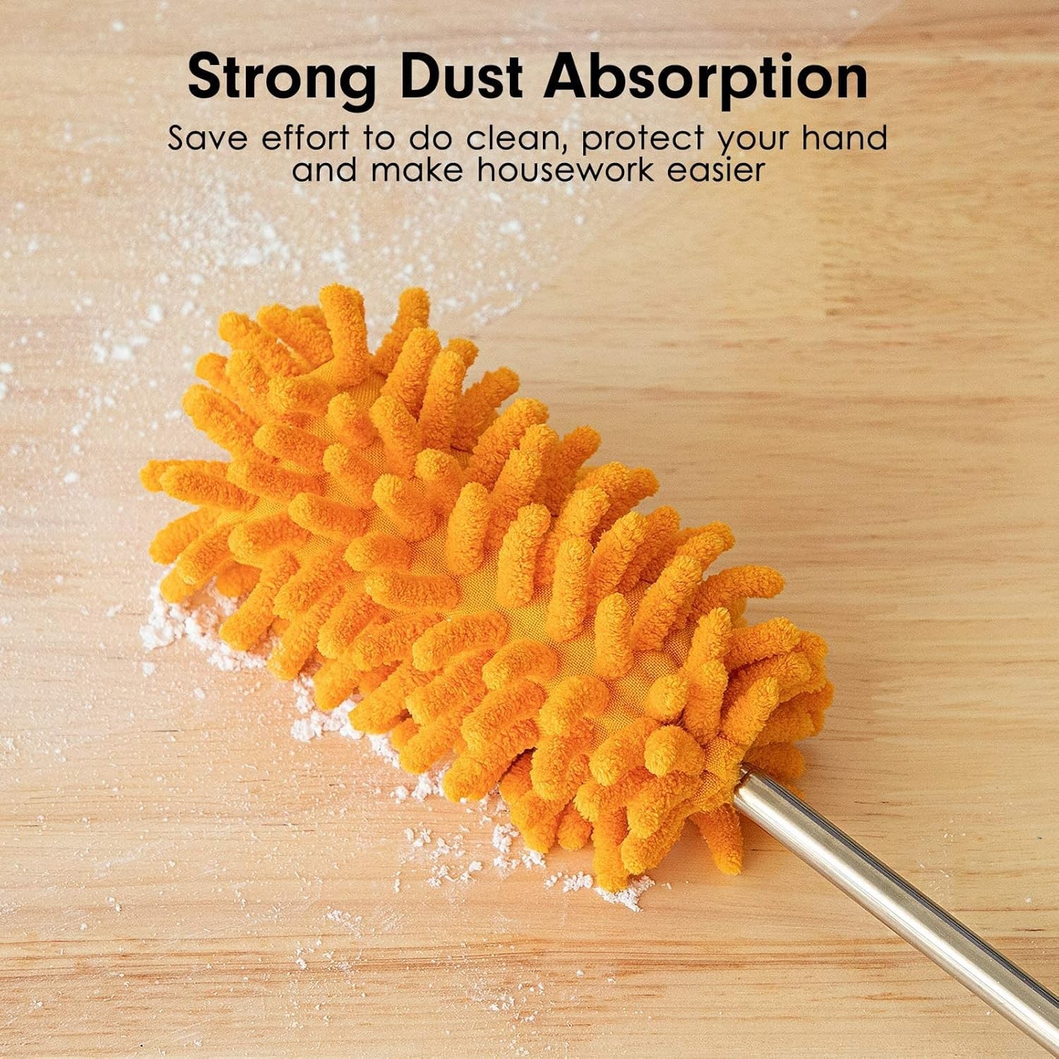 Tukuos Microfiber Duster with 2 Replaceable Heads & Extendable Pole for Cleaning