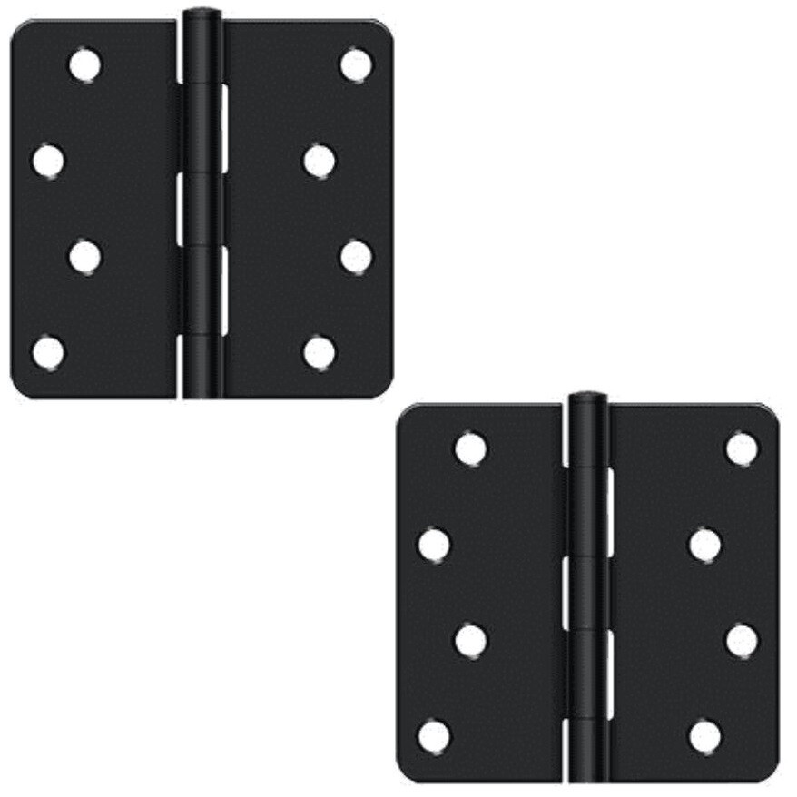 2-Pack Deltana S44R41B 4x4 Plain Bearing 1/4" Radius Corner Full Mortise Hinge