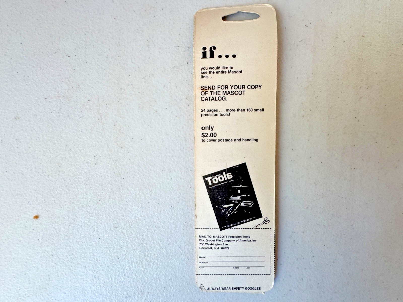 Mascot Precision Tools #H503 4 1/2" Stamp Tweezers - NOS