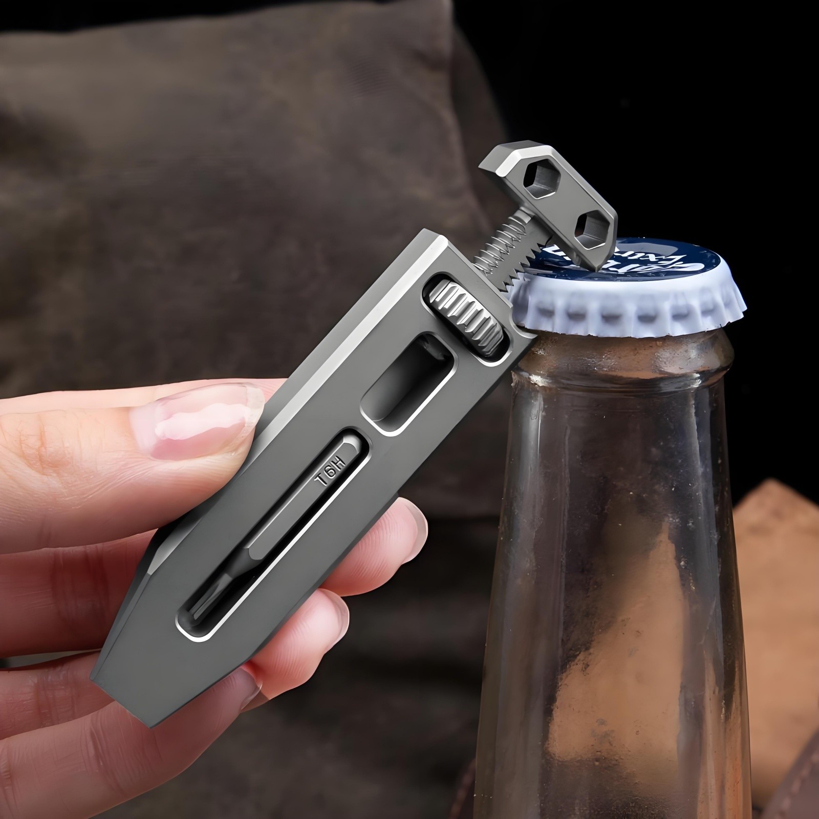Titanium Alloy Mini Multi Tool Screwdriver Adjustable Wrench Keychain EDC