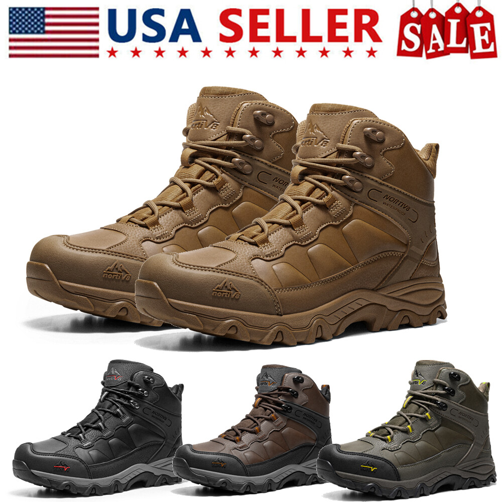 NORTIV 8 Men's Waterproof Hiking Boots Outdoor Mid Trekking Lightweight Shoes