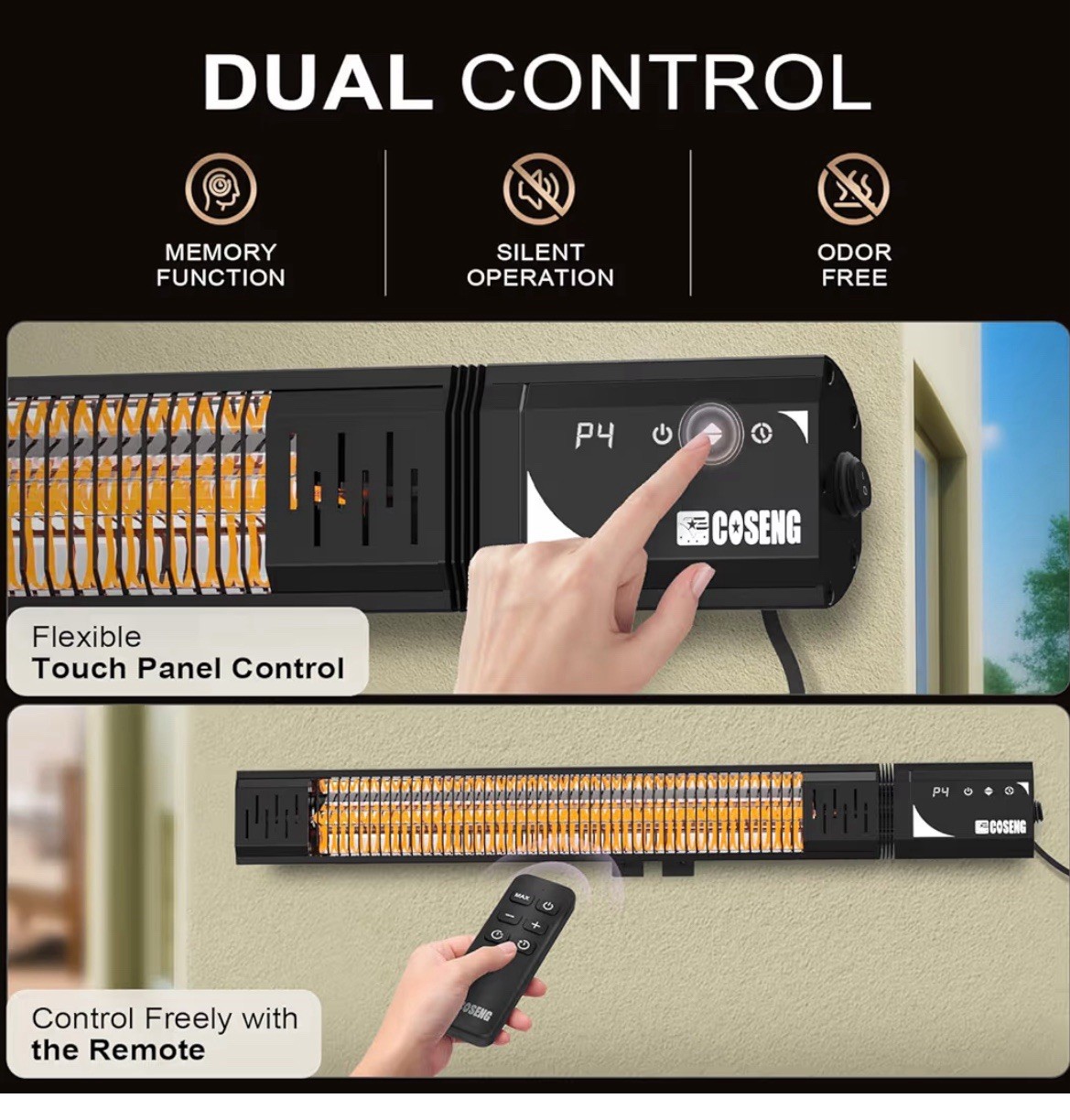 Electric Patio Heater Waterproof 1500W Infrared Outdoor Backyard Wall Mount P...