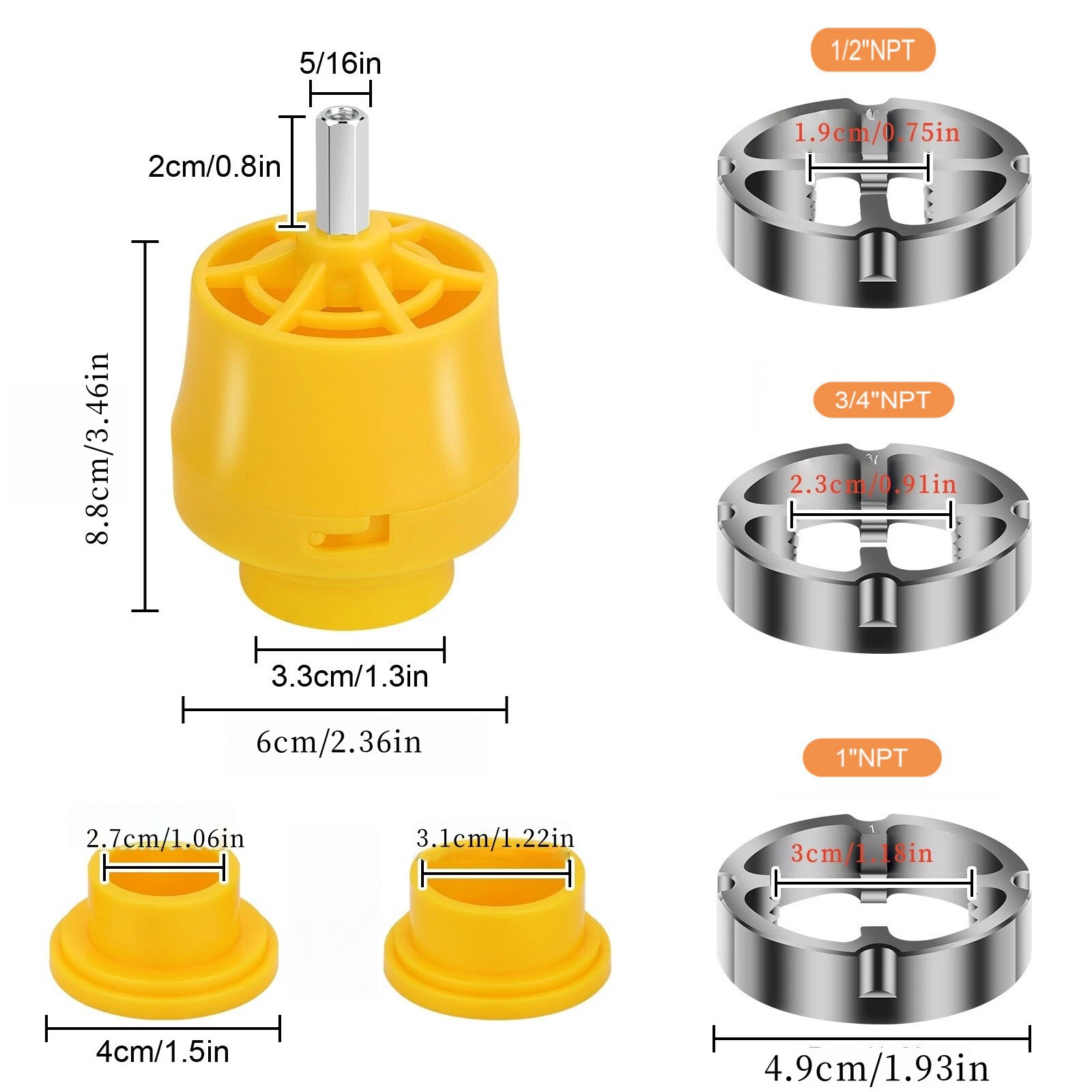 Durable PVC Thread Maker Tool Pipe Threader Plumbing Tool with 3 Dies Electric
