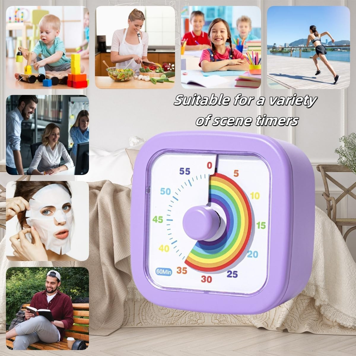 Kids Visual Timer Cute Rainbow - 60 Minute Countdown Timer Time Management for K