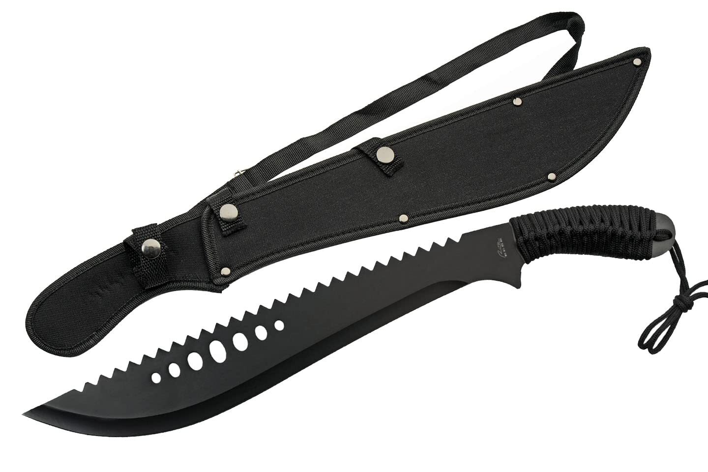 SZCO Supplies 21� Cord-Wrapped Handle Black Finished Curved Sawback Outdoor