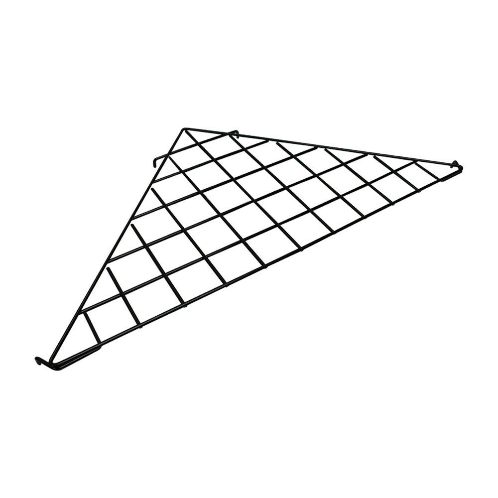 Black Corner Triangle Wire Grid Shelf Slat Grid 24" x 24" x 32"