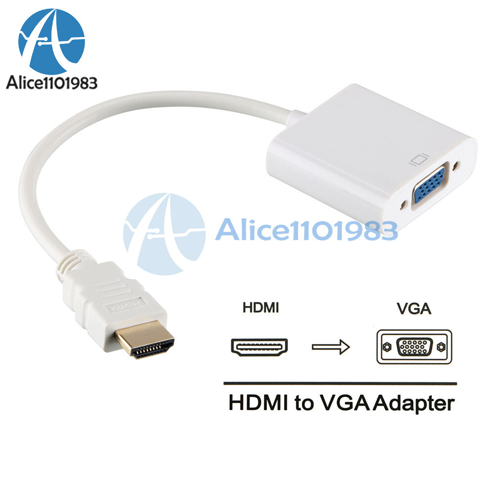 White 1080P HDMI Male to VGA Female Converter Adapter Cable for PC DVD HDTV