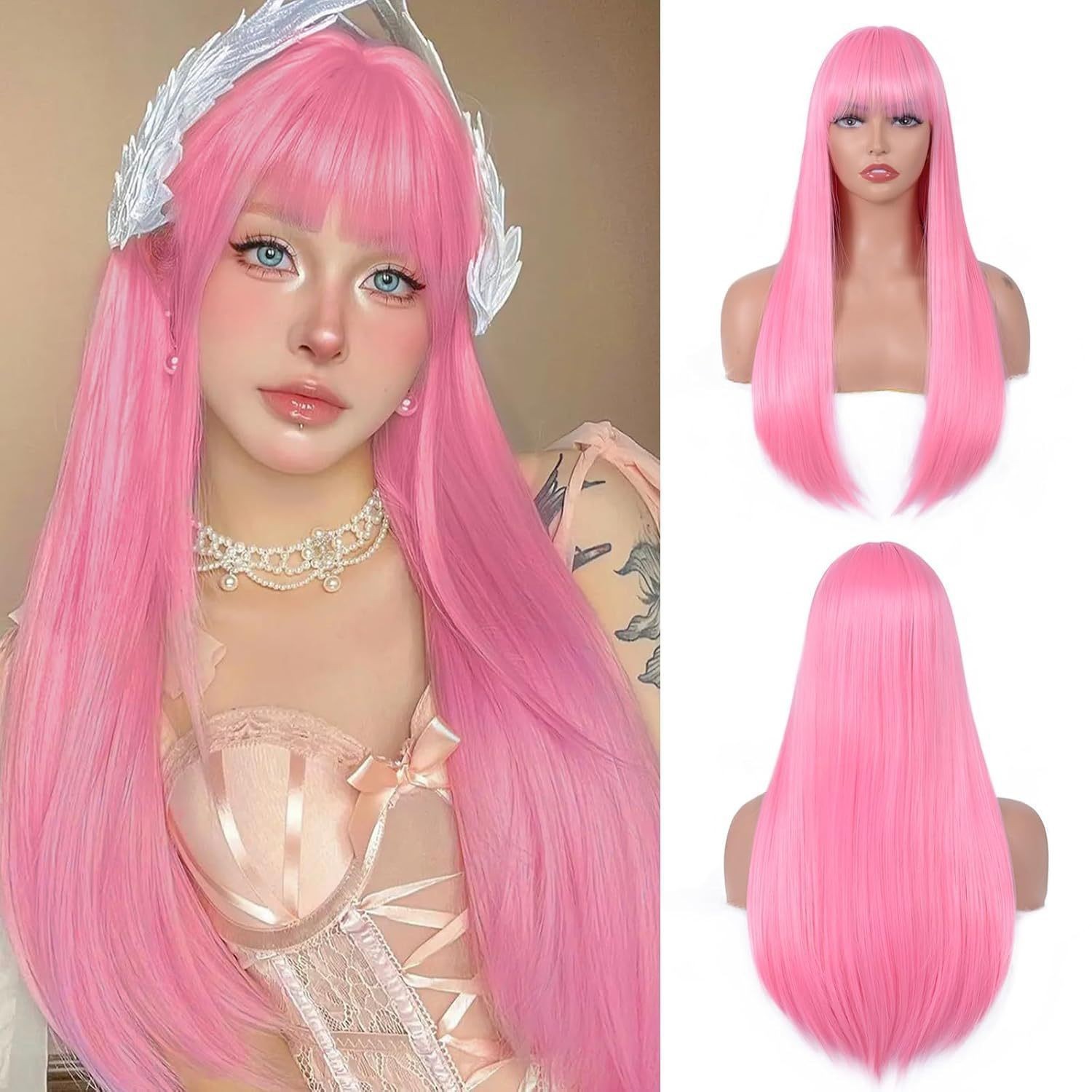 Fashionable wig hot sell Cos wigs Women PINK straight hair wig