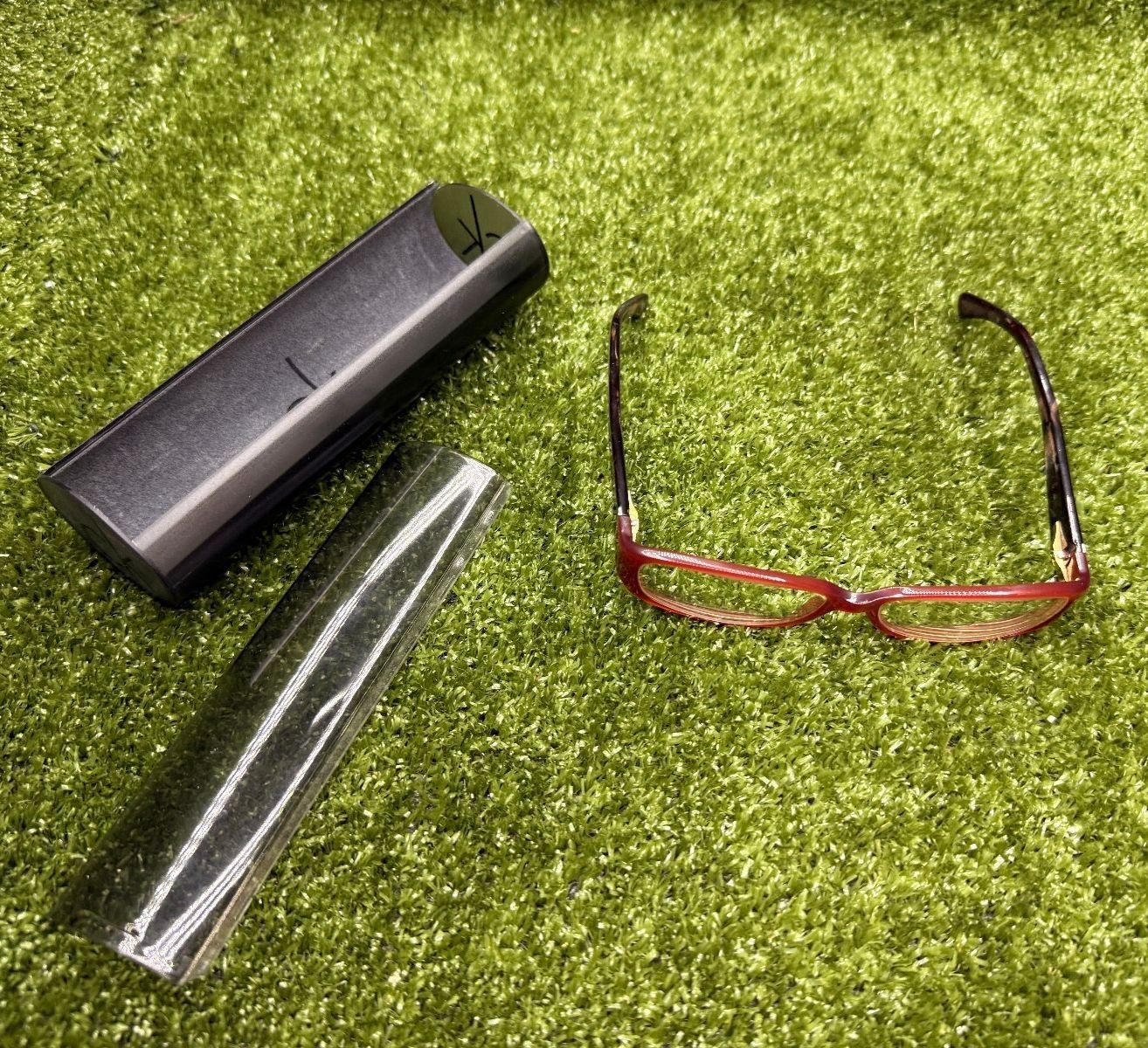Calvin Klein Red Burgundy Rectangular Eyeglasses Frame 130mm w/ Case