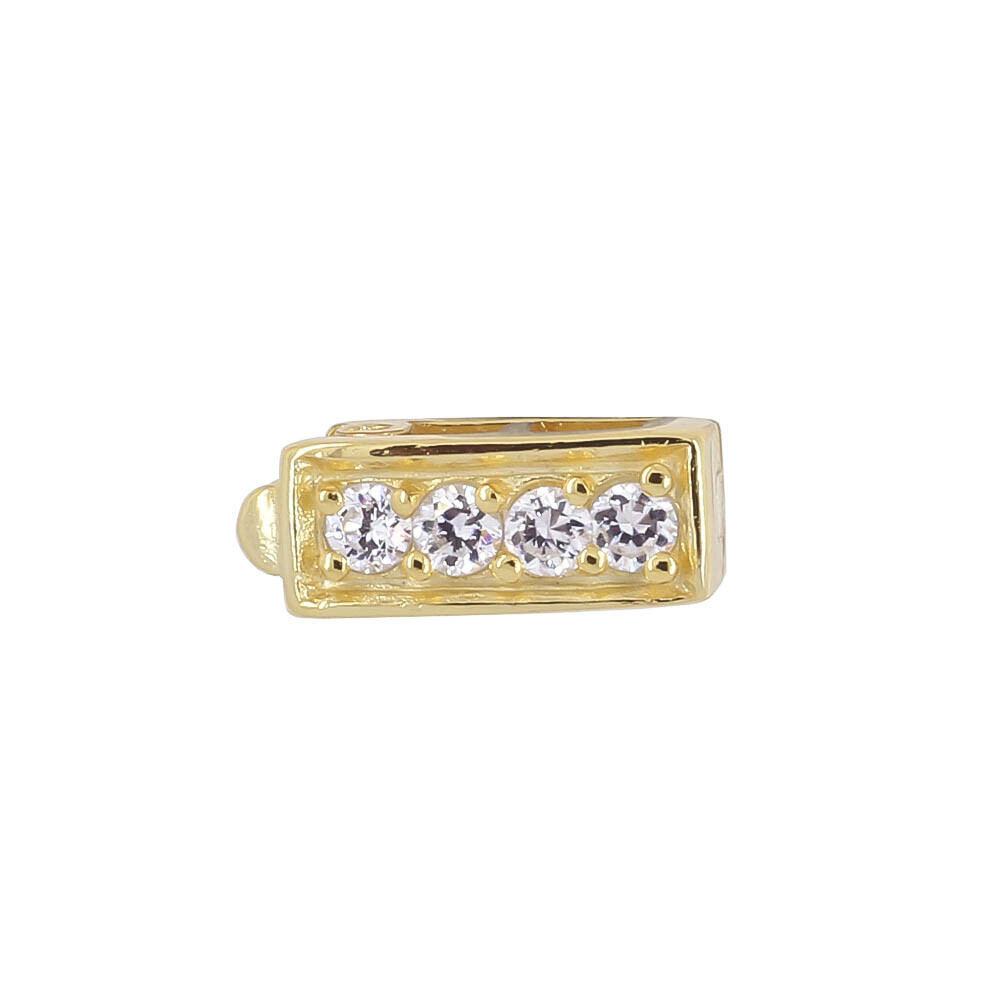 Gold Plated Sterling Silver 2-Strand CZ Fold Over Enhancer Shortener Clasp 97038