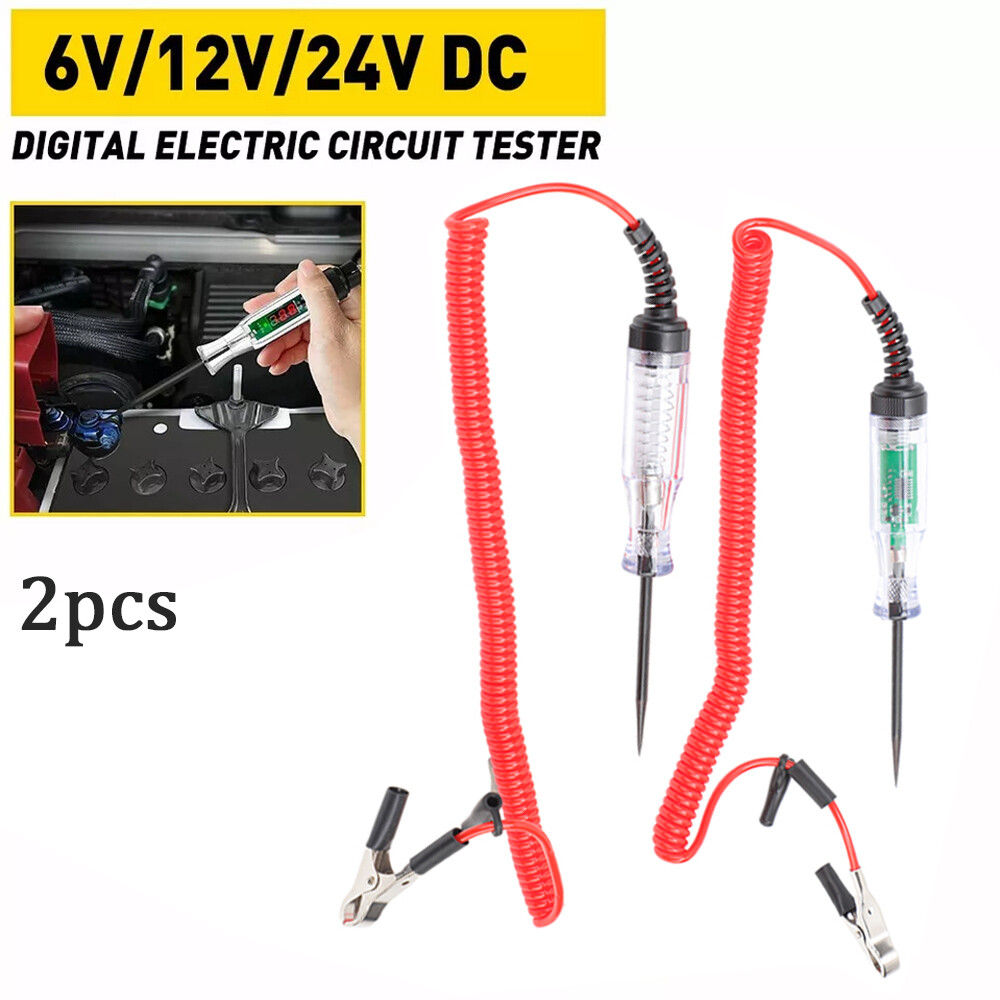 2 Pack 6-24V Car Truck Digital Voltage Tester Electric Circuit Test Light Kit