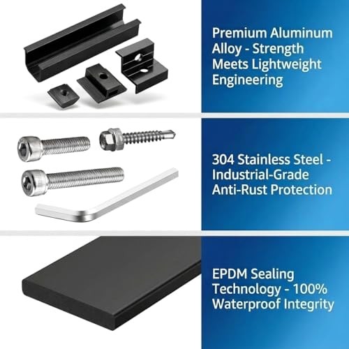 Solar Panel Mounting Kit for Thickness 1.18"/1.38" Panels, with 4pcs-panel