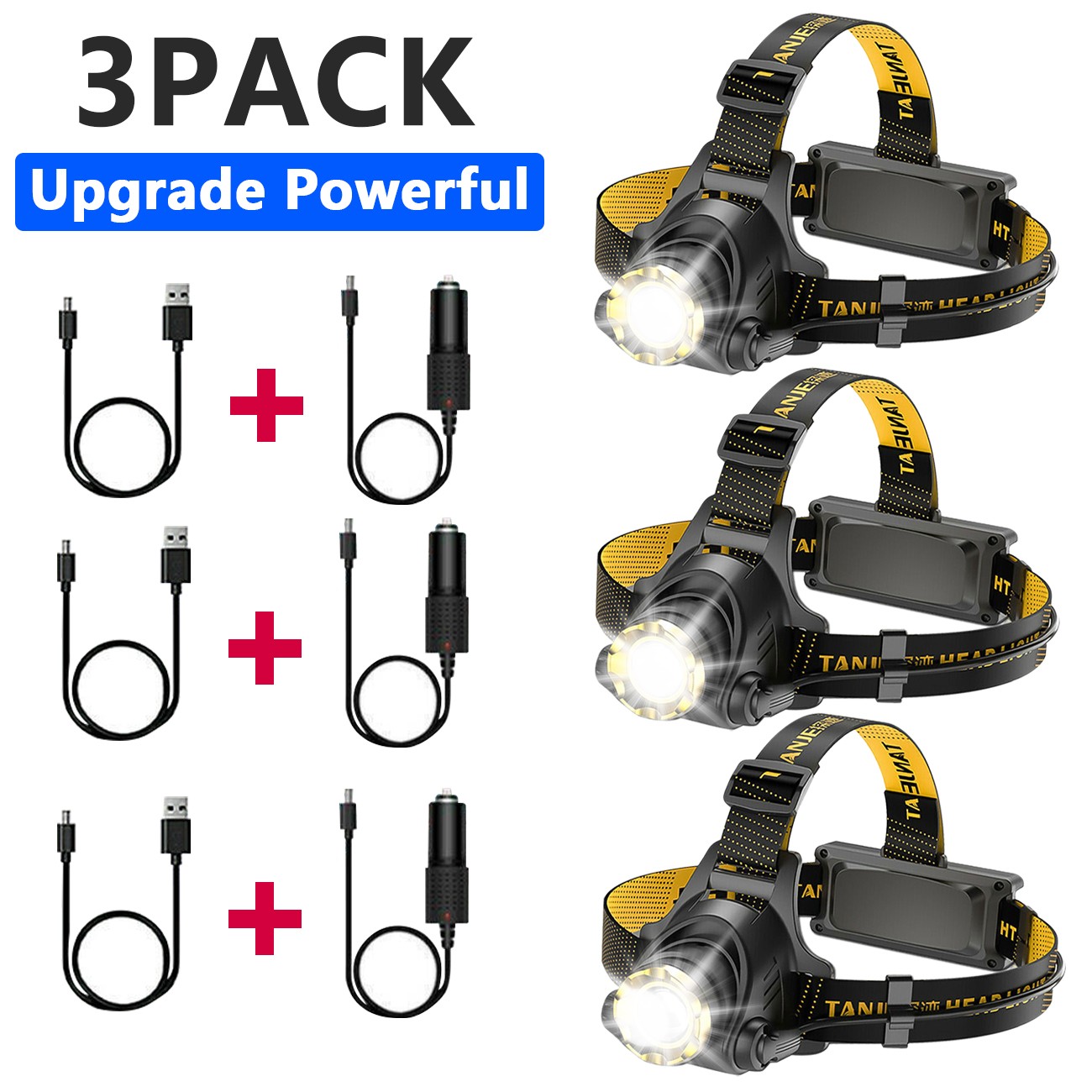 Super Bright 9900000LM LED Headlamp Rechargeable Headlight Flashlight Head Torch
