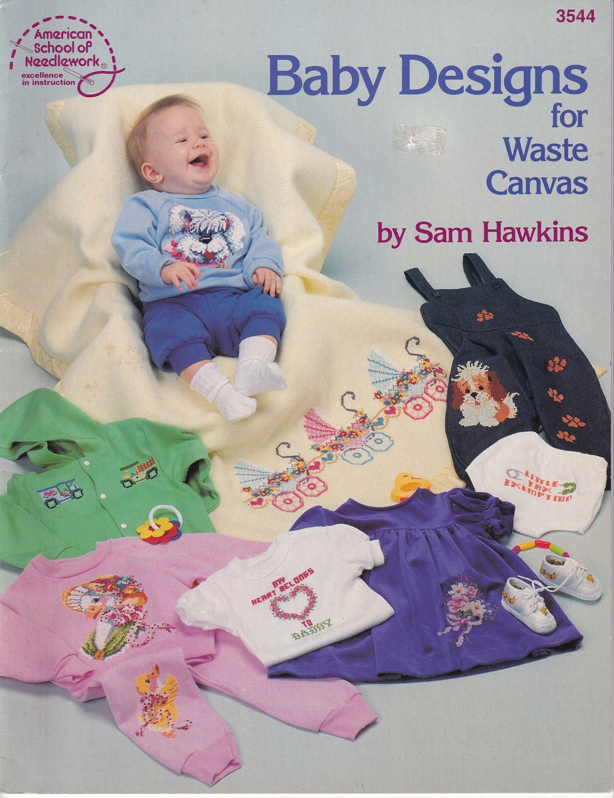 Cross Stitch Baby Designs for Waste Canvas Sam Hawkins Am School Needlework
