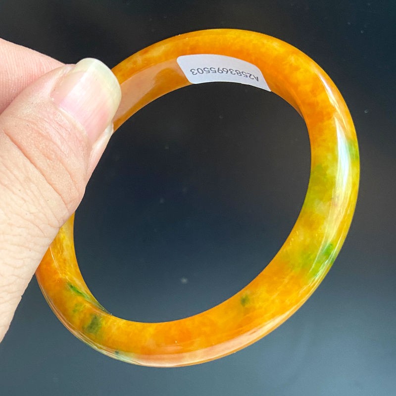 Certified Yellow 57.5mm Natural Grade A Burma jadeite Bangle Bracelet 5503