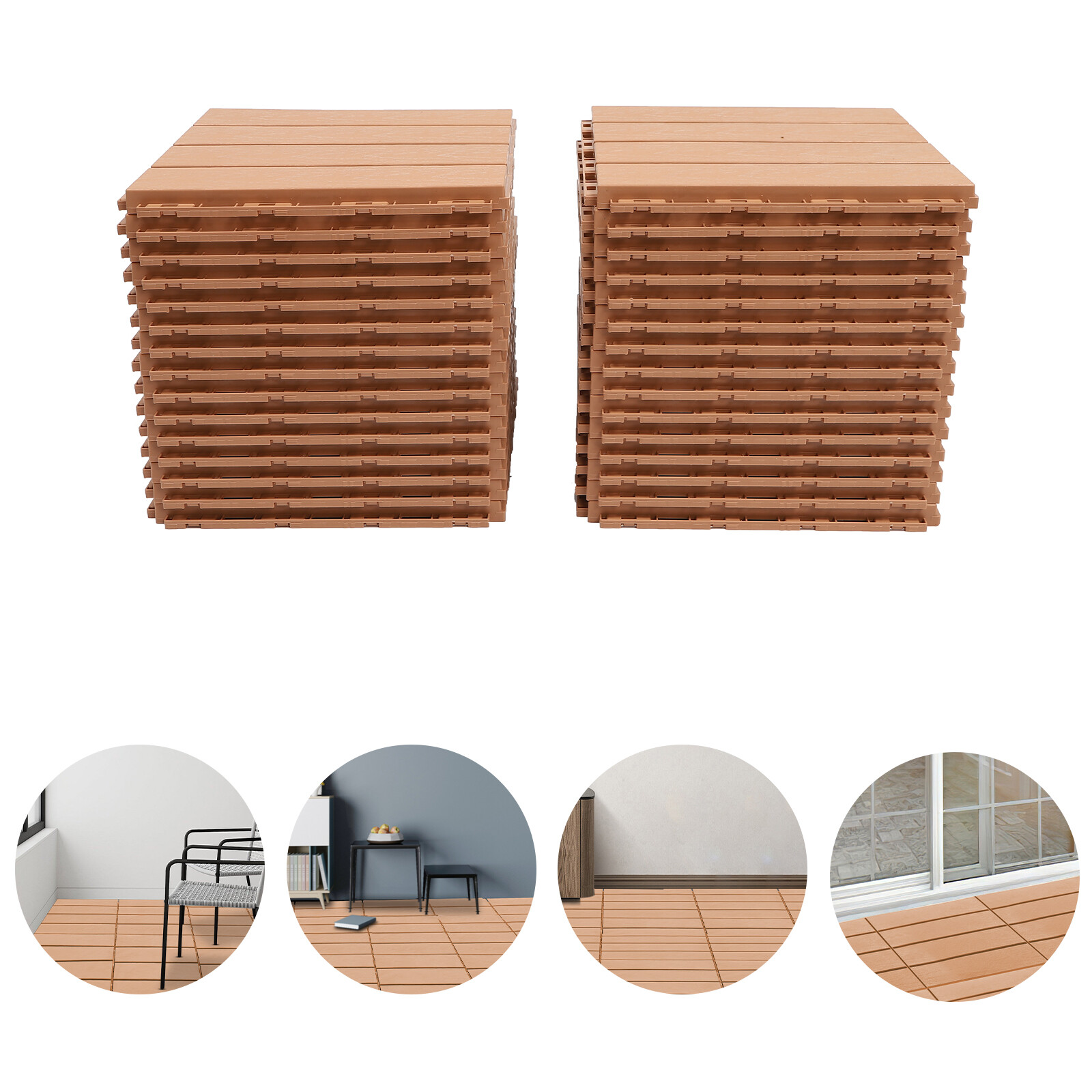 30X Plastic Interlocking Deck Tiles Dark Wood Grain Outdoor Patio Pavers 12"x12"