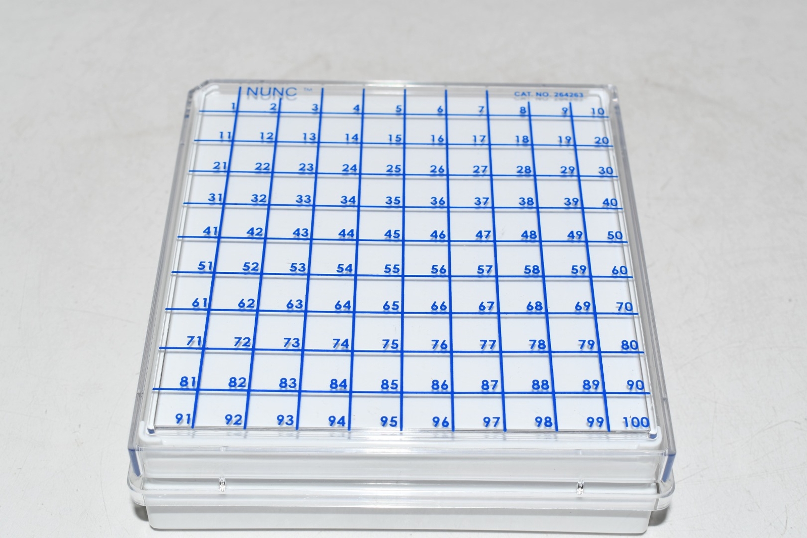 Lot of 5 Nunc 264263 Vial Storage Box and Rack, White Polycarbonate 10 x 10 Box