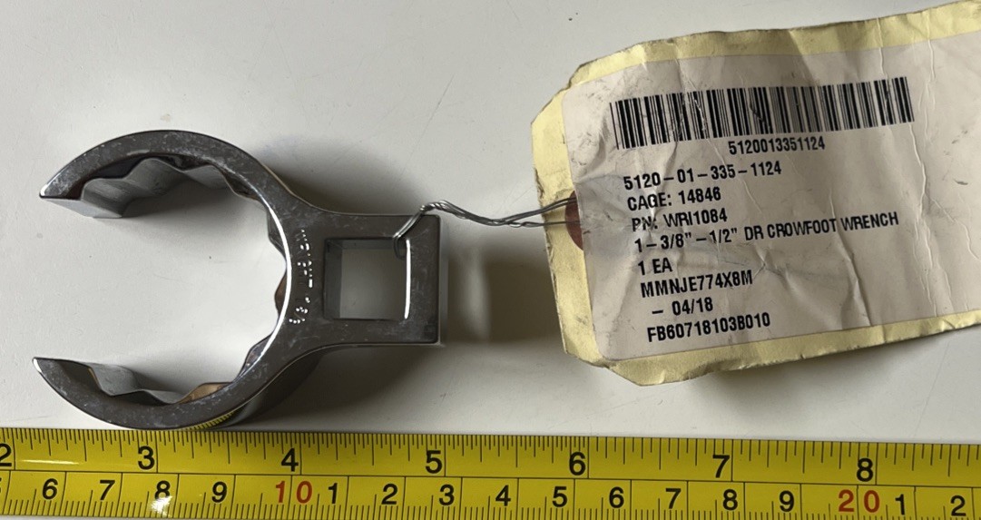 Wright Tool 1084 - Crowsfoot Wrench 1/2Inch Drive 12 Point Flare Nut - 1-3/8Inch
