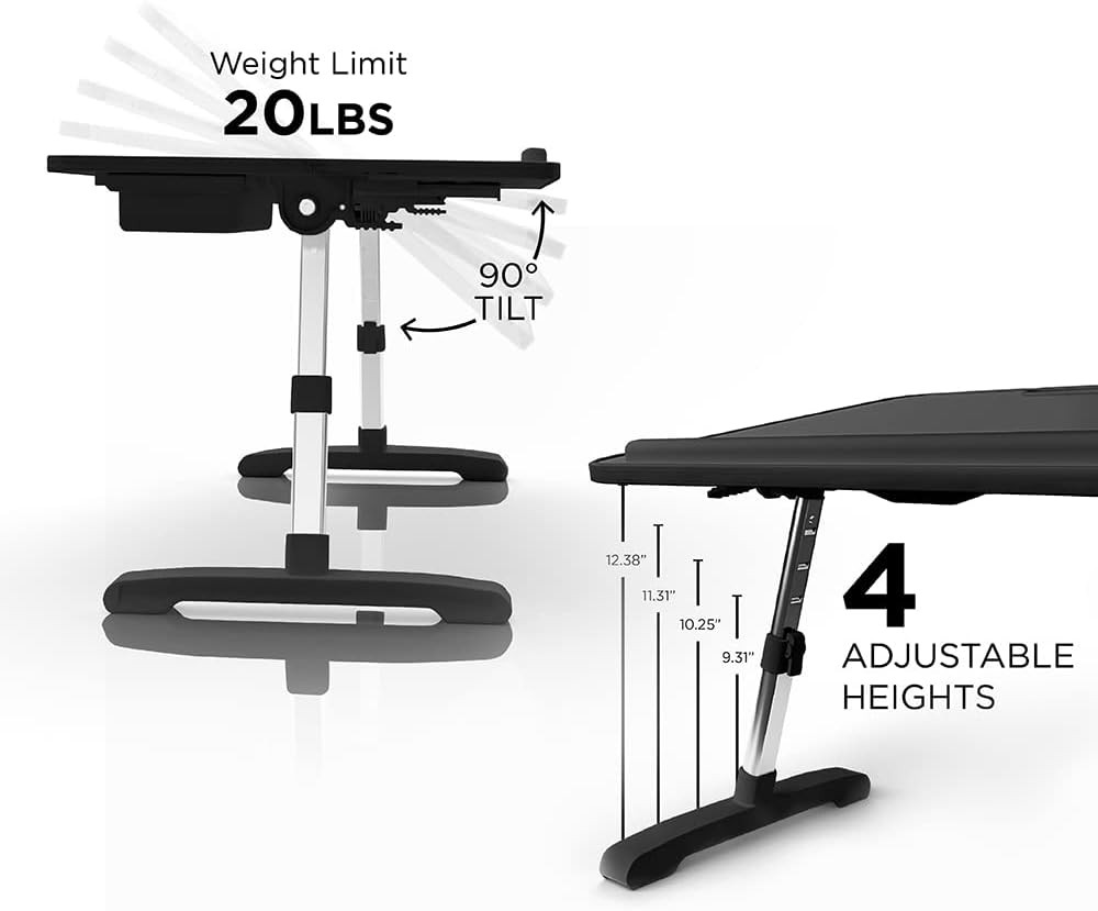 Portable Modern Workstation and Lap Desk with Adjustable Height & Tilt