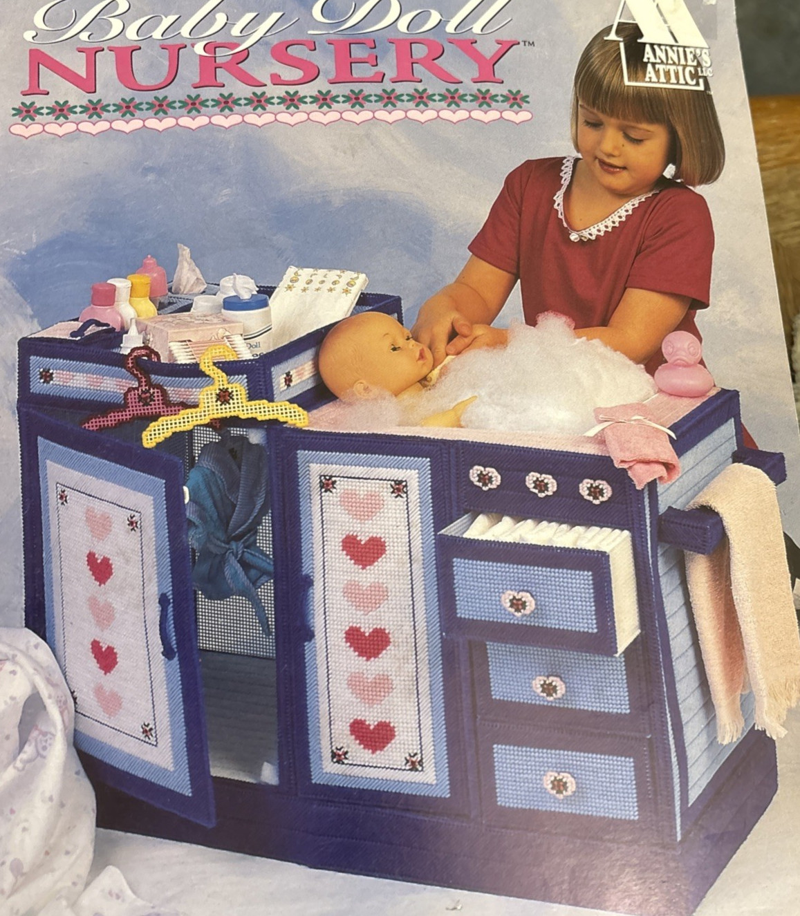 Vtg Rare Annie's Attic PLASTIC CANVAS BABY DOLL NURSERY Pattern 1996 Bk #879106