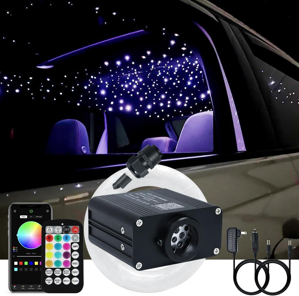 Kit de Luces de Fibra Optica Techo Estrellado Control Bluetooth Techo Estrellado
