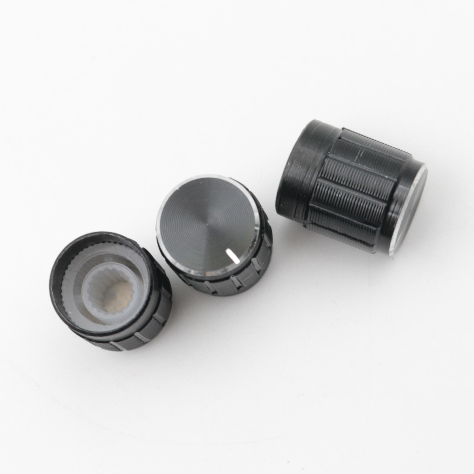 100Pcs Aluminum Alloy Potentiometer Control Volume Knobs Black 15x17mm