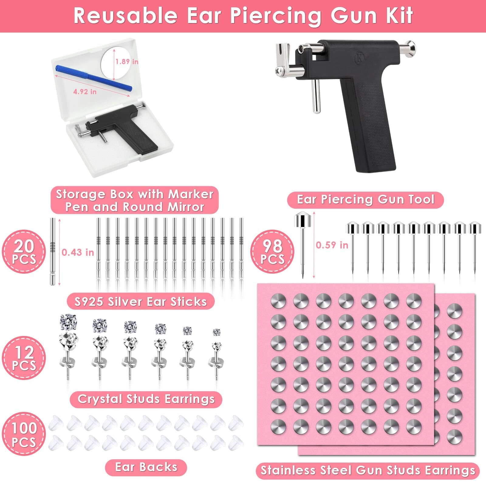 Professional Ear Piercing Gun Kit Multi Purpose Ear Piercing Kit Nose Piercin...