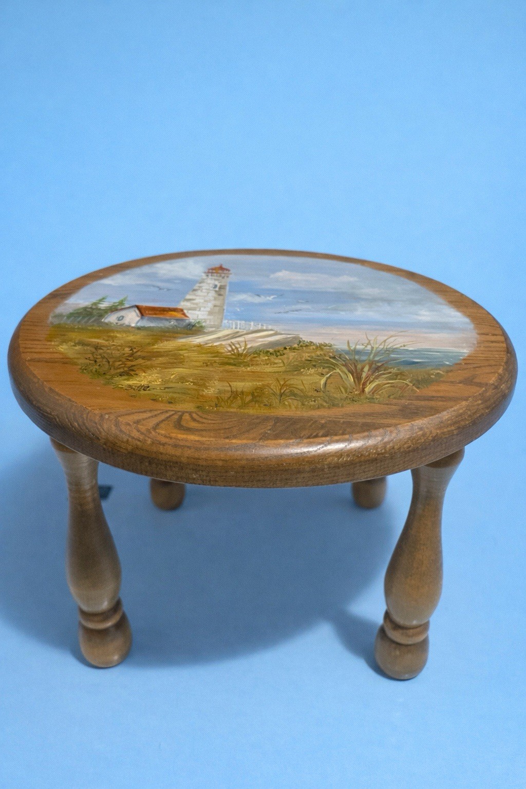 Hand Painted Wooden Lighthouse Footstool
