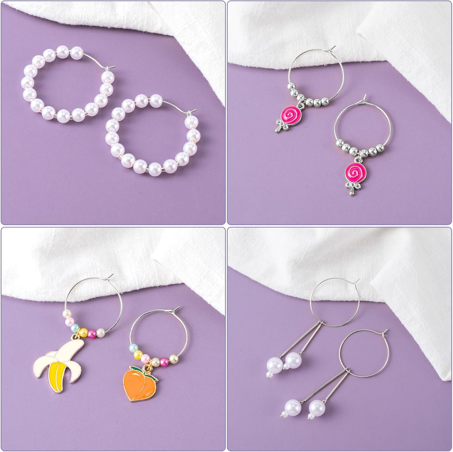 120PCS Earring Hoops, Beading, 4 Sizes, Silver Plated, Open, Round, for DIY Jewe