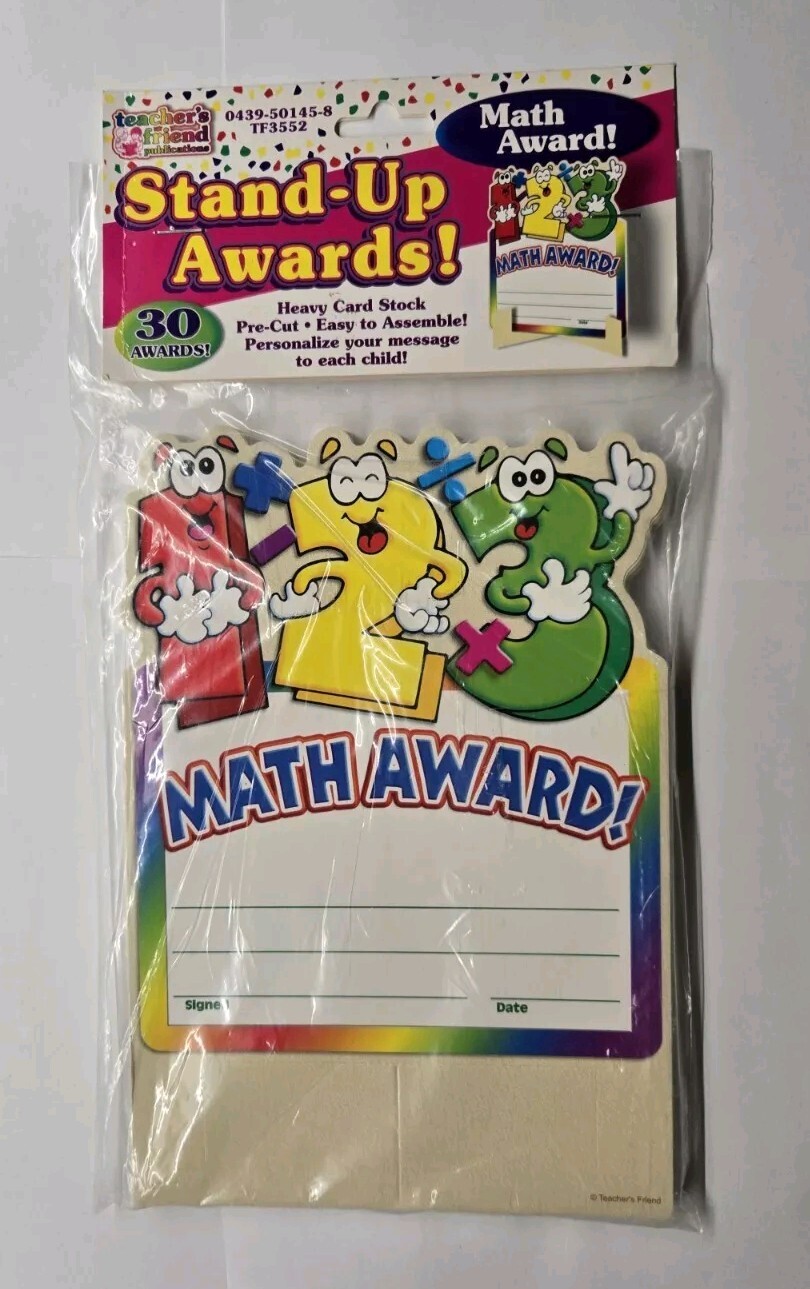 Vintage Scholastic Teachers Friend Stand Up Awards Math Award 30 Awards