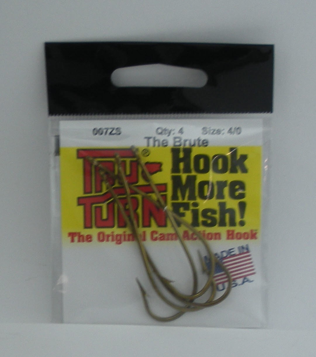 Tru Turn 007ZS-4/0 Brute Bronze Worm Hook 4CT Forged 2 Slice Ringed Eye