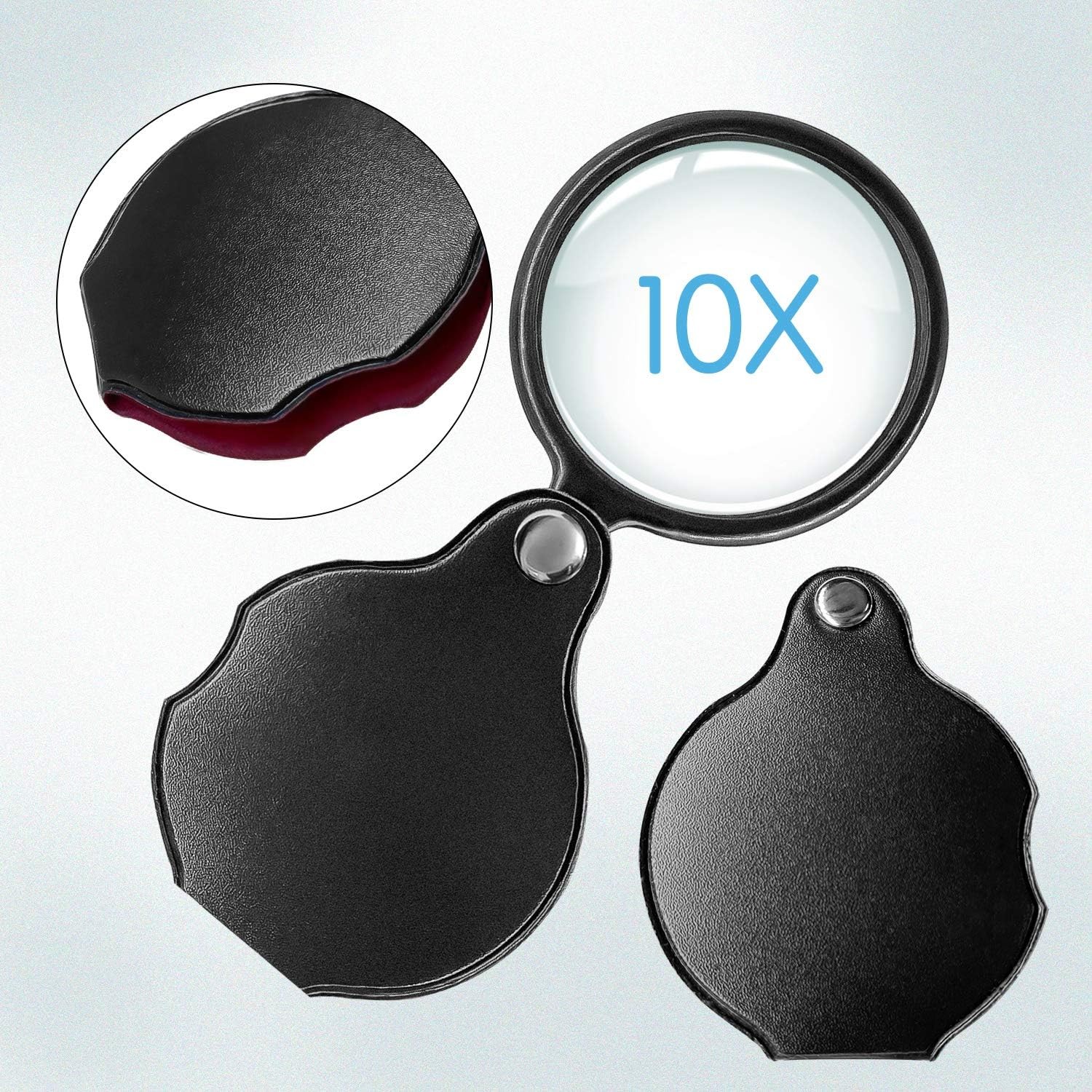 Wapodeai Small Pocket Magnifying Glass 10x 2pcs