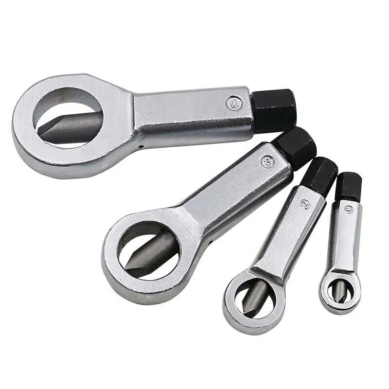 4PCS Nut Splitter Cracker Remover Extractor Wrenches Hex Spanner Tool Set 9-27mm