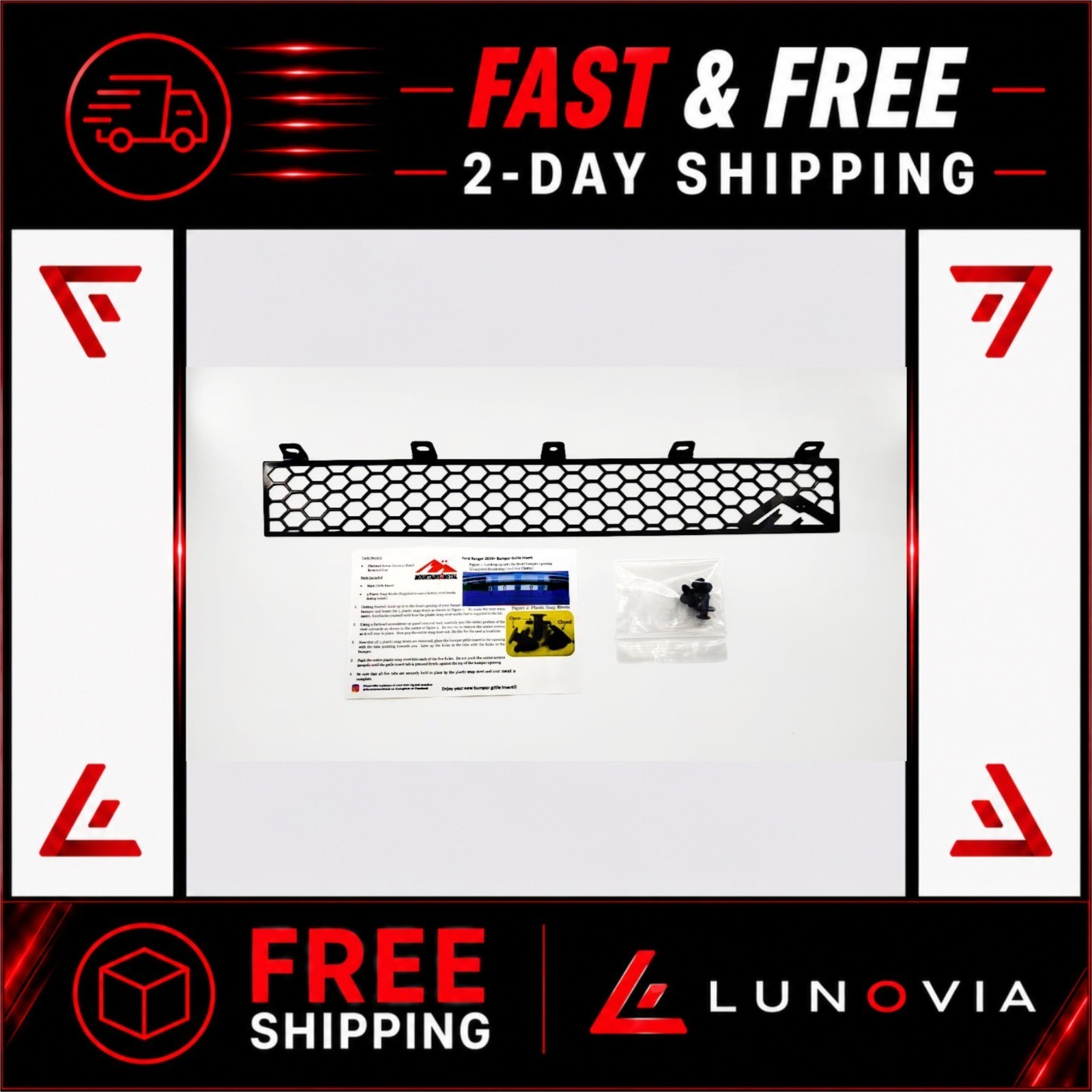 Mountains2Metal Black Powder Coated Grille Insert for 2019-2023 Ford Ranger