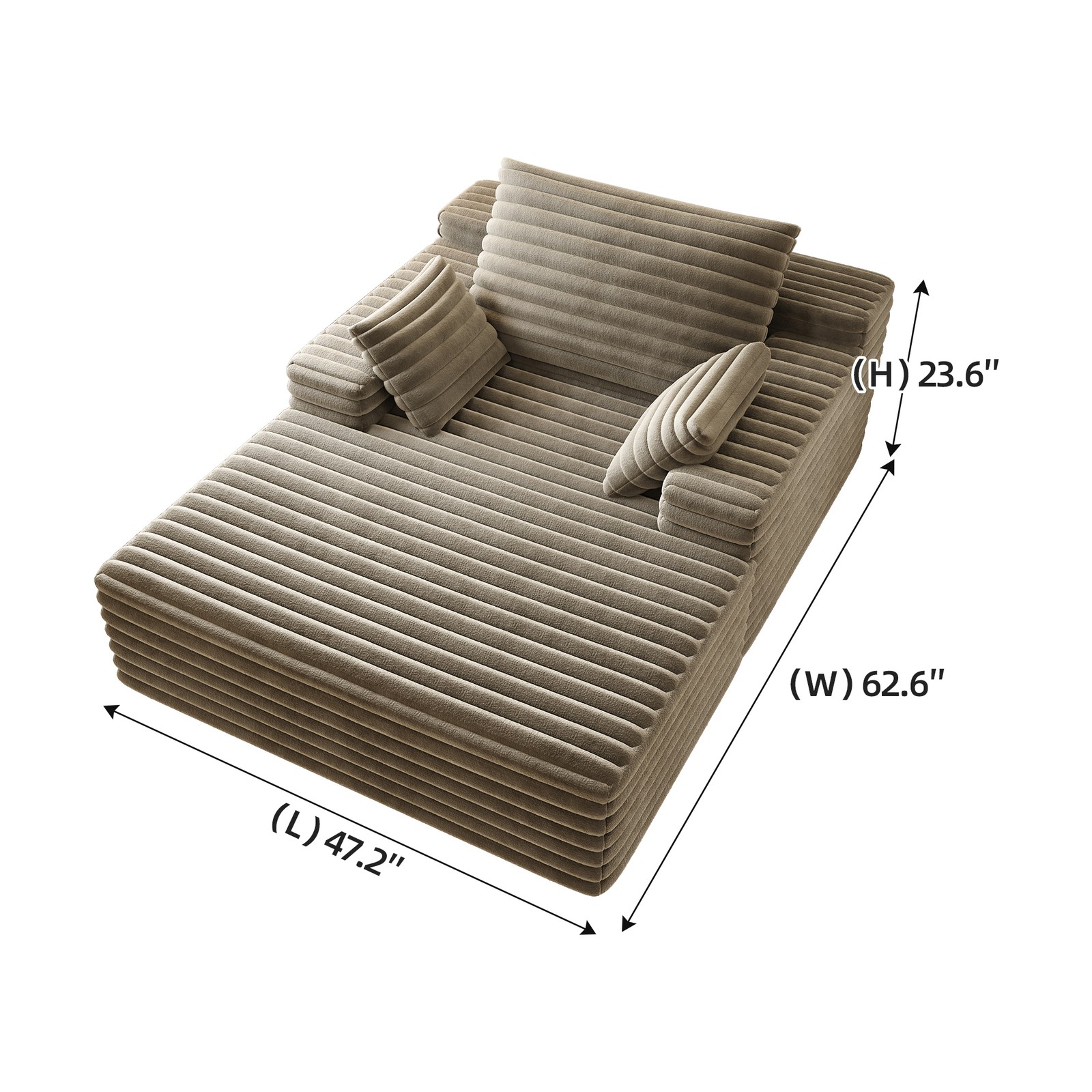 62" Oversized Boneless Chaise Lounge Sofa Bed Reading Chair Corduroy Cloud Couch