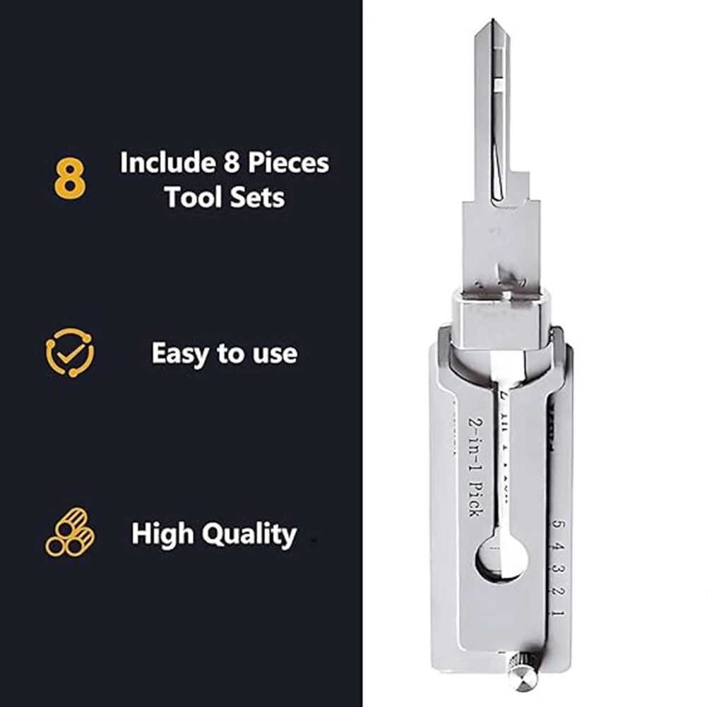 2-in-1 Stainless Steel Key Decoder Key Pick & Decoder Tool Precision Hook and Pi